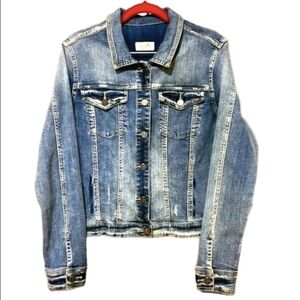 Y2K The Real McCoy Denim Jacket Medium Wash Blue Denim Chambray Faded Distressed